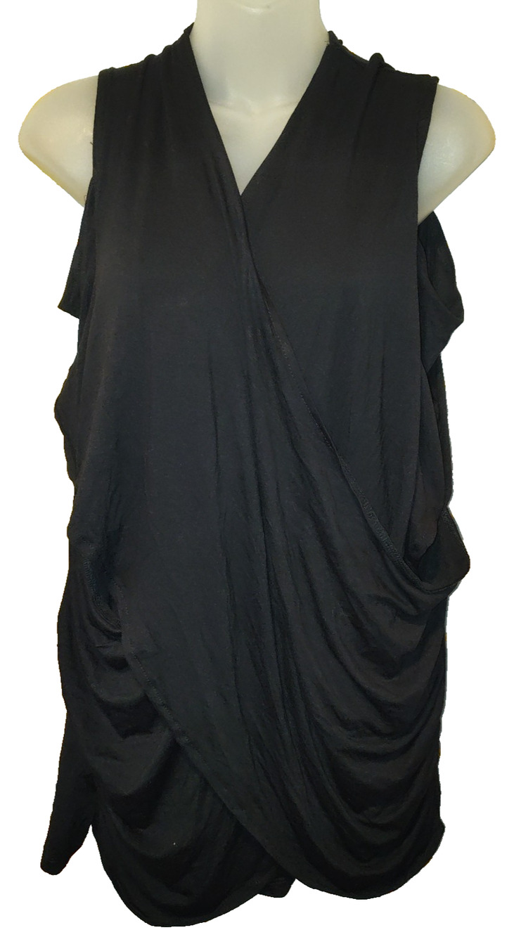 Catherine’s Women’s Black Sleeveless Draped Wrap Style Dress Size 3X BG25